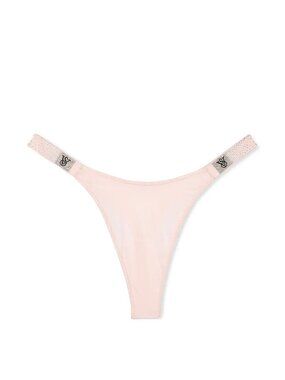 Victoria's Secret Scattered Shine Strap Smooth Thong Angel Pink Large NWT